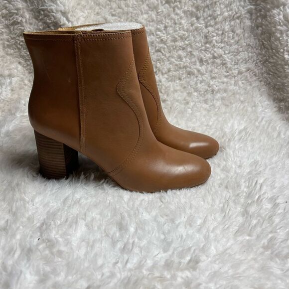 Lucky Brand Sheirin Leather latte Bewell anckle Boots side zipper SZ 10M - Picture 3 of 7